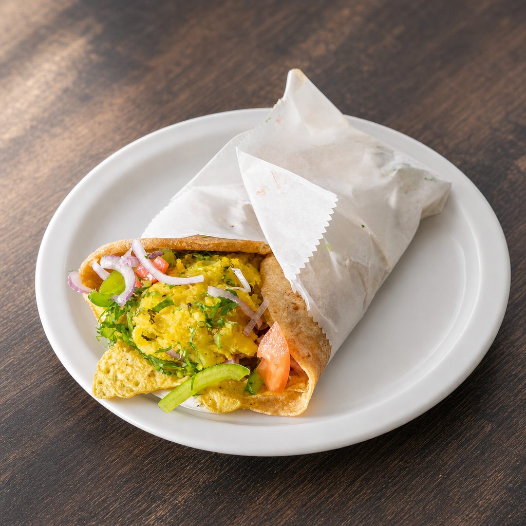 Egg Potato Masala Roll.