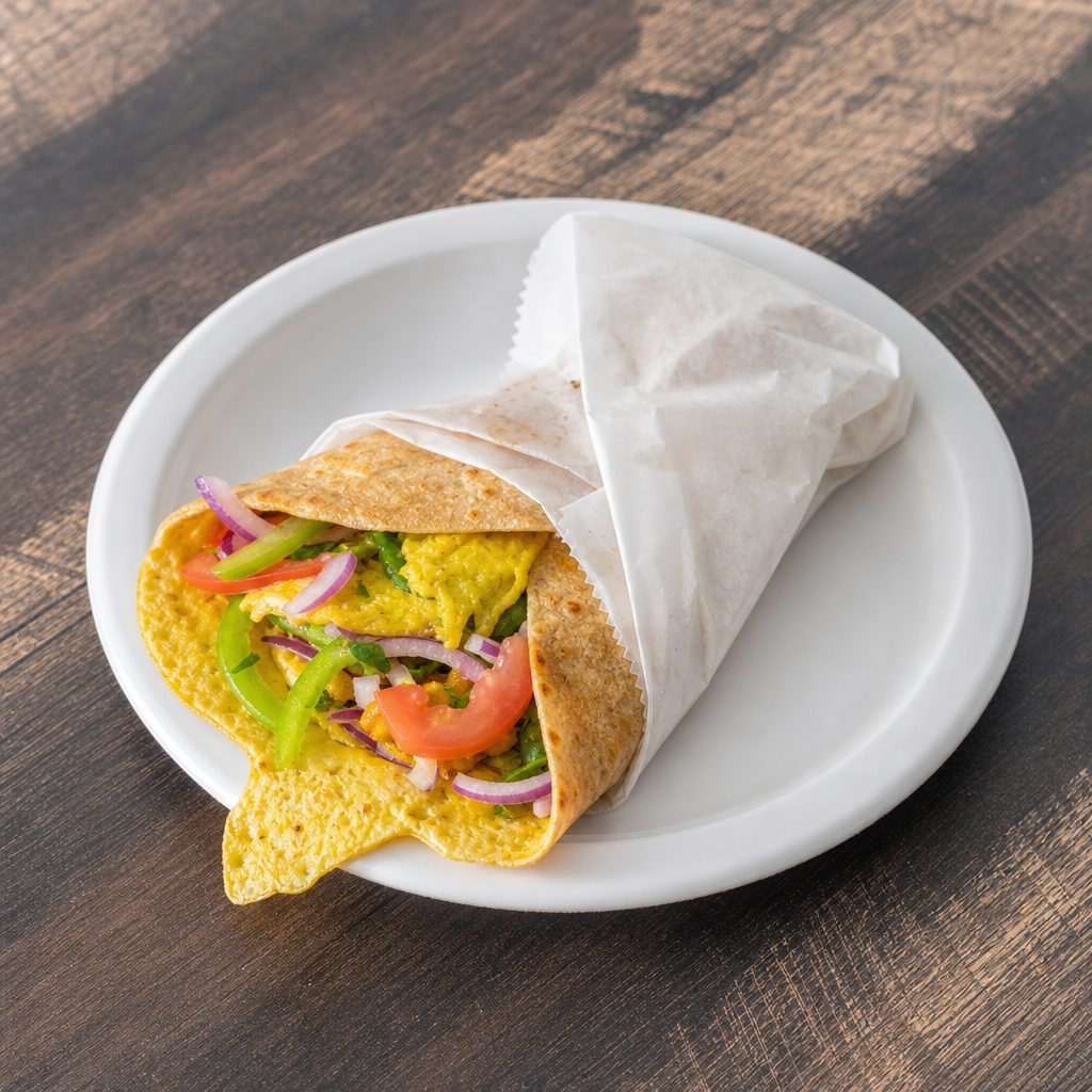 Egg Channa Masala Roll.