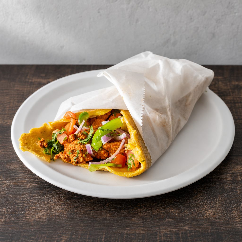 Egg Chicken Tikka Roll.